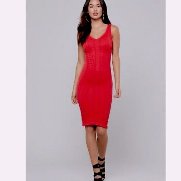 NWTGS Textured Bodycon Seamless Tea Lenght Dress - Picture 1 of 10